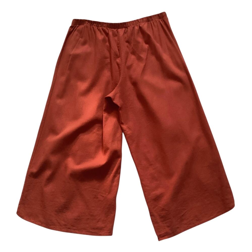 C&A boho-chic resort wear wrap pull on tie front tulip leg pants terracotta sz L - Picture 3 of 6